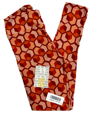 LuLaRoe Leggings Women's One Size OS (sizes 2-10) Soft Orange Geometric NWOT