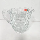 Vintage Fostoria American Crystal Glass Cube Pattern Pitcher Milk Juice 5”