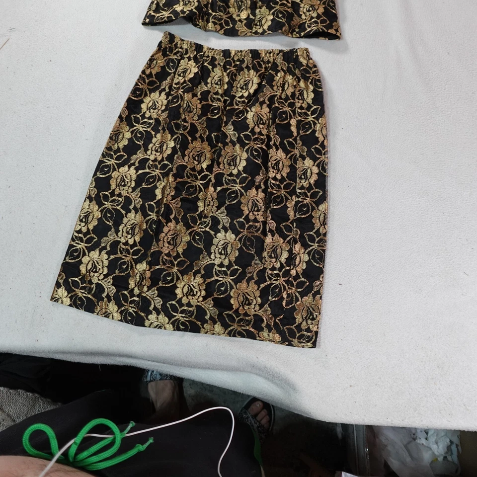 Conjunto de 12 falda chaqueta vintage Ellen Hart negra floral caprichoso hada vampiro Foto 2 de 4