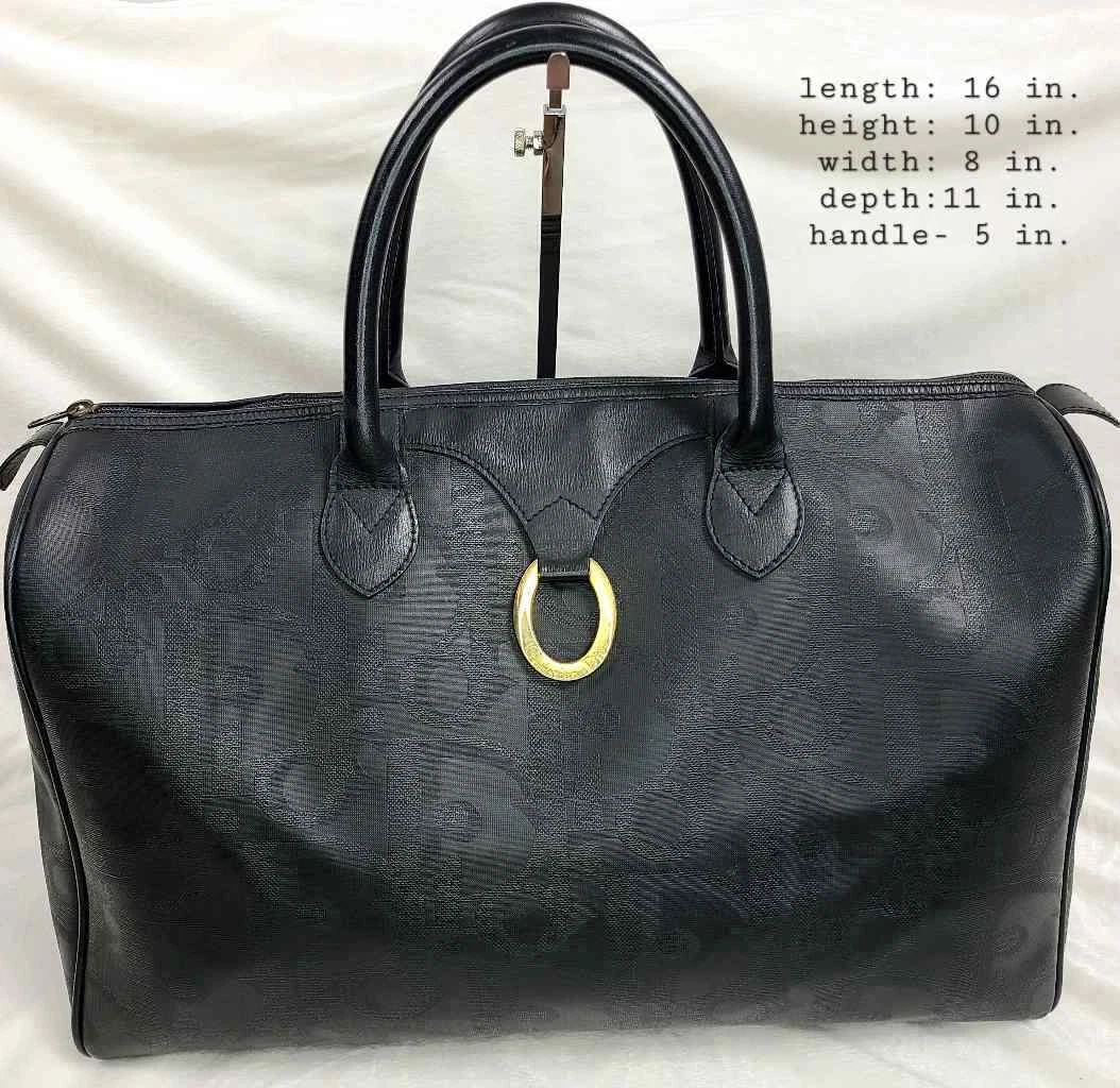 Vintage Christian Dior Black PVC Monogram Trotter Travel Bag