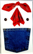 Denim Pocket Red Bandana Jean Studs Cowboy Stickers Mrs. Grossman 4" x 6.5"