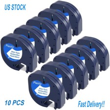 10PK Compatible Dymo LetraTag Refill 91331 Plastic 1/2'' Label Tape LT-100H QX50