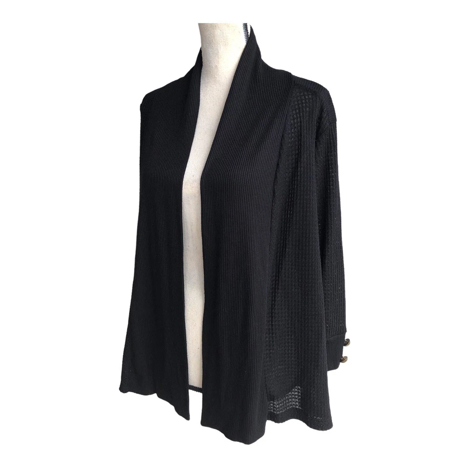 Cárdigan Debbie Morgan Mujer Negro Frente Abierto Manga Larga Suéter Talla M Foto 4 de 4