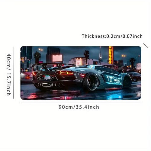 XXL Mauspad Auto 90cmx40cm vintage Design großes Mousepad genäht Rand rutschfest - Photo 5/6