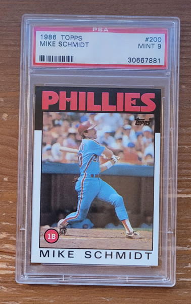 1986 Topps Mike Schmidt #200 PSA 9 Philadelphia Phillies (C)
