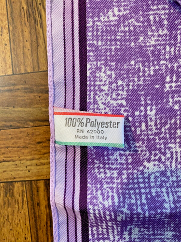 Sciarpa lunga rettangolare vintage viola monogramma "h" 100% poliestere Made Italy 52" - Foto 3 di 4