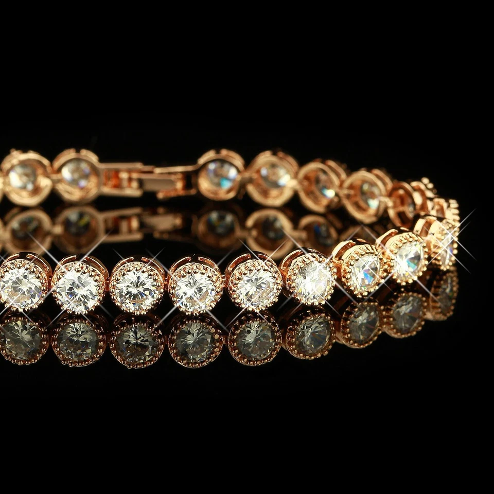 Damen Armband Rosegold vergoldet Zirkonia 750 Gold 18K Tennisarmband B2801SL - Bild 4 von 4