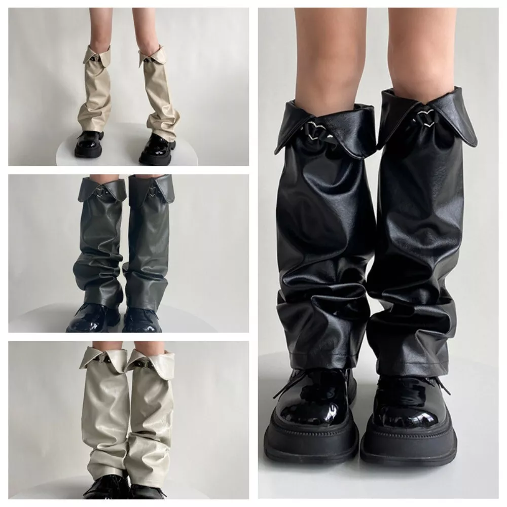 Punk Gothic Women Faux Leather Leg Warmers Leggings Boots Covers Cuffs  Socks | eBay