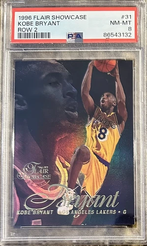 1996-97 Flair Showcase #31 Kobe Bryant Rookie RC Row 2 Graded PSA 8 NM-MT HOF