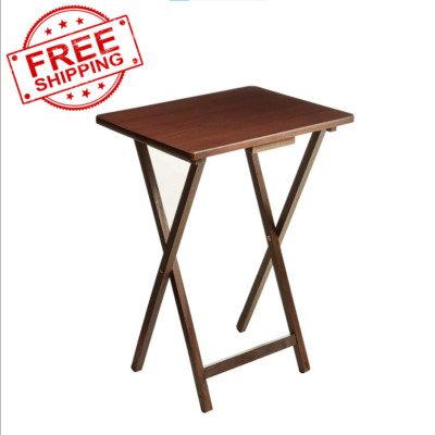 Mainstays Indoor Single Folding TV Tray Table - Walnut L 19 x W 15 x H 26
