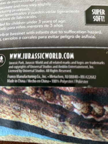 Jurassic World One Body Pillow Cover with Zipper, Kids Bedding, 20"x 54" New - Picture 7 of 10