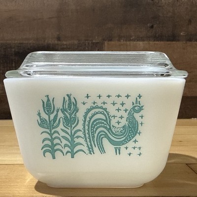 Pyrex Amish Butterprint Turquoise Refrigerator Dish W/ Lid 0501 Small EXCELLENT