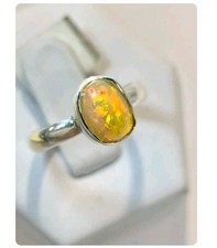 925 Sterling Silver Ethiopian Opal Ring Sz 7.5