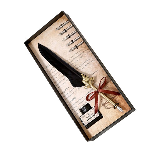 Quill Pen And Ink Set Fountain Dip Pen With Replacement Nibs JHMR - Picture 8 of 8