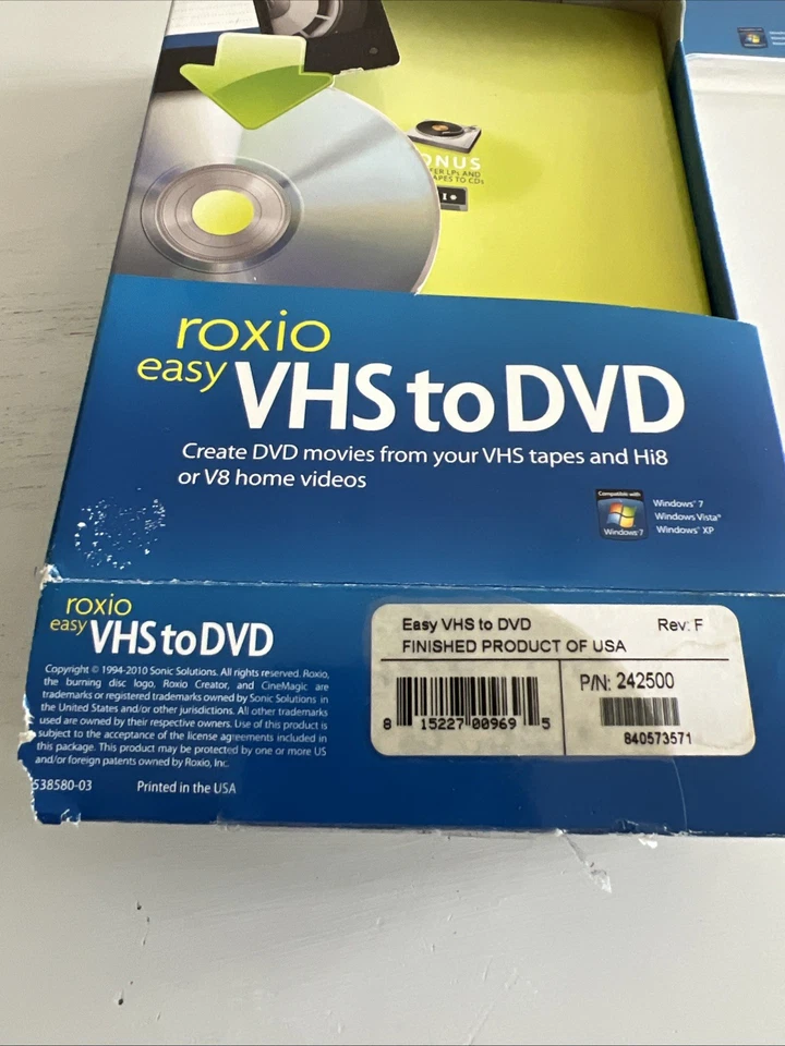 Roxio VHS to DVD for Windows Create DVD Movies from VHS Hi8 V8 OPEN BOX READ - Image 2 of 4