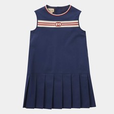 Gucci Kids Blue GG Embroidered Cotton Sleeveless Dress 6Yrs