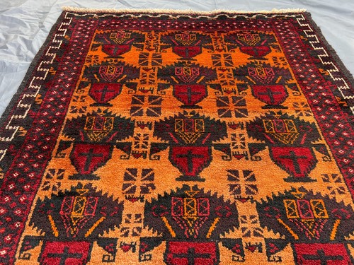 Vintage Afghan Floral Pot Teppich 3'10 x 7'8 Handgeknüpft Wolle Tribal Läufer Carpet - Bild 3 von 11