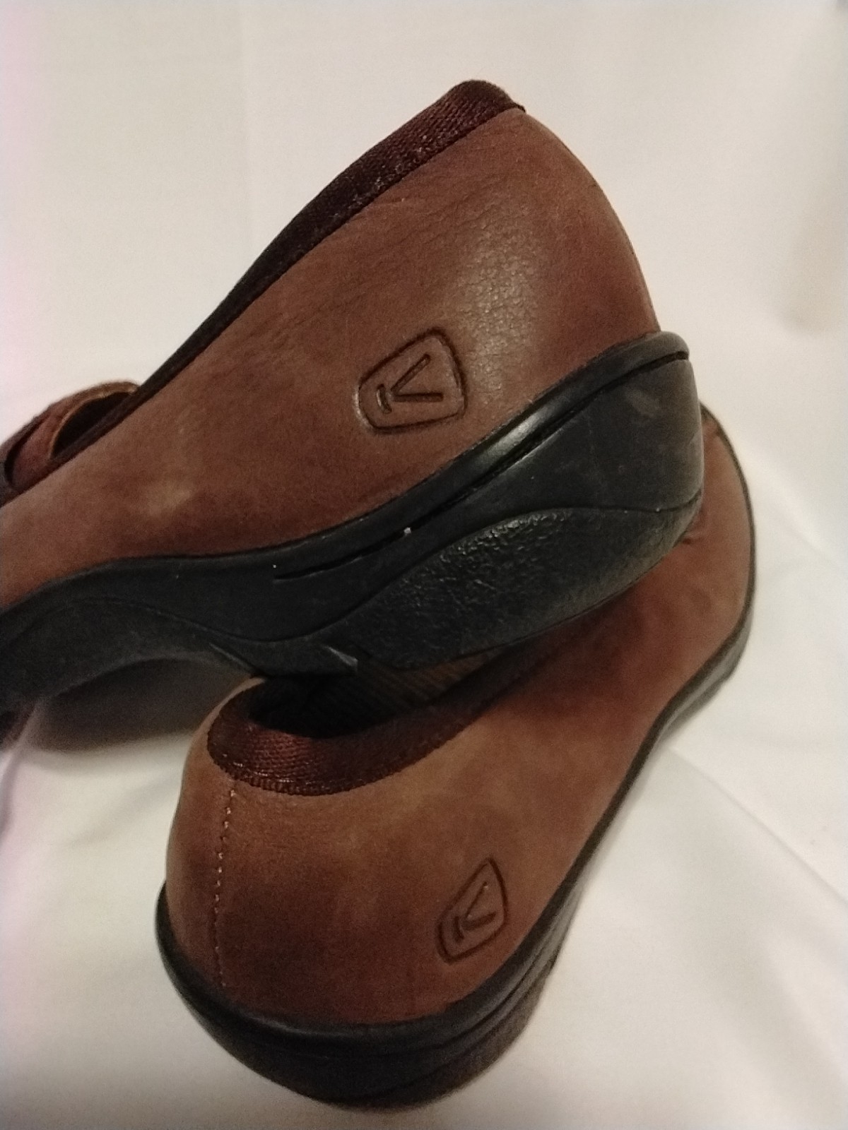 Mocassino Keen donna taglia 6 slip on soletta Cush comodo pelle marrone Sterling City