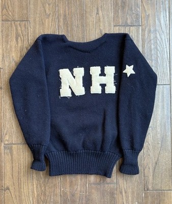 True Vintage 1930s Chain Stitch New Hampshire Varsity Knit Sweater