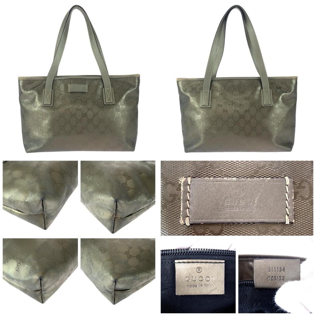 Gucci GG Implement Tote Bag Greige Canvas Leather Used Branding thumbnail 2