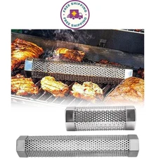 BBQ Smoker Tube for Wood Pellets – Stainless Steel Grill Smoke Box for Meat
