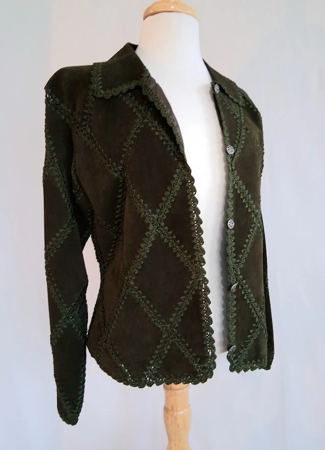 CHAQUETA MUJER SCULLY ~ GAMUZA CUERO / GANCHILLO / MEDIANA Foto 2 de 4