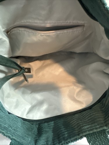 Green Corduroy Tote Bag With Strap Pocket Shoulder Bag Cute Medium Purse Used - Picture 7 of 7