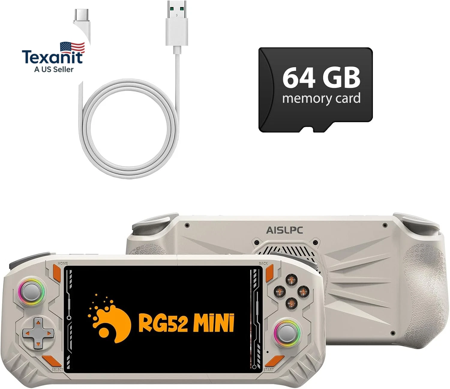 RG52MINI Retro Handheld Game Console, 5.5 Inch IPS Screen, Portable Dual System,