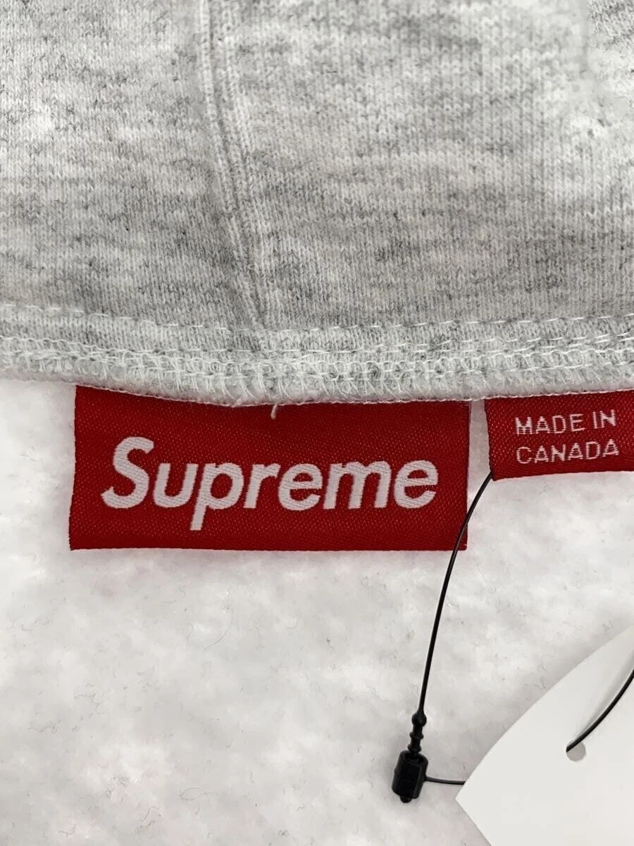 Felpa Supreme con cappuccio zip S cotone grigio tinta unita usata