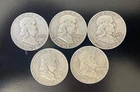 Junk 90% Silver Coin Lot -- $2.50 Face Value -- 5 - 90% Franklin Half Dollars