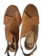 Sofft Women's Leather Sandals Peep Toe Open Heal 1.5 Inch Chunk Heal Size 7.5m