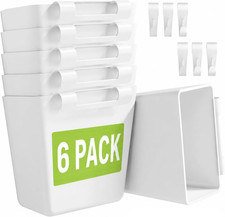Rolling Cart Accessories, 6 Pack White Plastic Hanging Cup Holders, Rolling Cart
