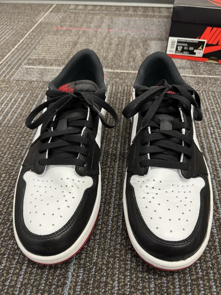 Men’s Nike Jordan 1 Low Black Toe, Size 12, CZ0790-106 - Image 2 of 4