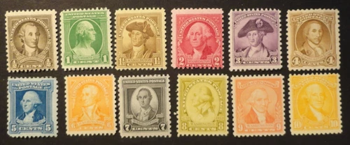 SCOTT #704-715  MINT HINGED  1932 WASHINGTON BIRTHDAY COMPLETE SET