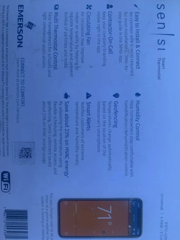 Termostato inteligente Emerson Sensi Wi-Fi para Smart Home Pro versión 1F87U-42WF Foto 3 de 4