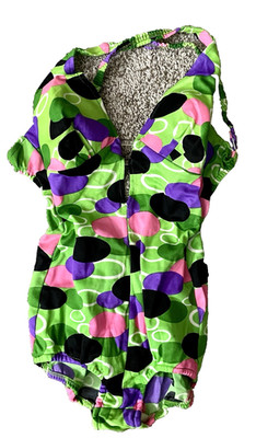 Vintage Mod 60s Psychedelic Pink and Green Orbs, One Piece Swimsuit!  Wards