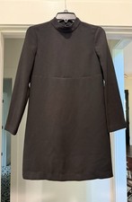 Zara Women Xs Black Lined Long Sleeve Key Hole Back Mini Dress