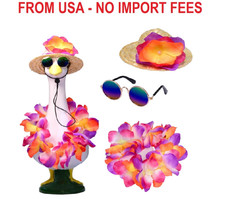 Porch Goose Outfits for 17-23" Lawn Decor - Hawaiian Summer Outfit Set with Stra