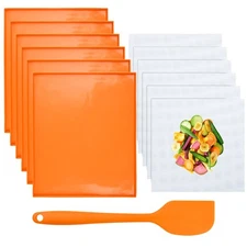 6 Pcs Non-Stick Reusable Silicone Dehydrator Sheets with Edge and Scraper