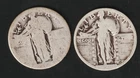 Lot 5: 2 Standing Liberty Quarters Date indiscernible. Melt Spot price $32.60