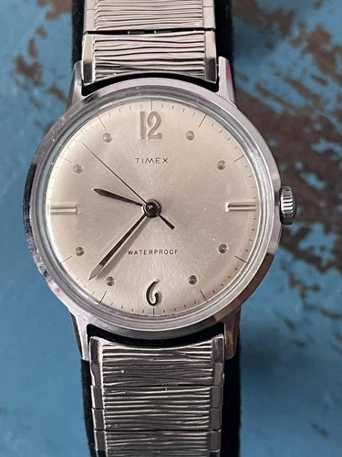 Vintage Marlin Mens 1967 Timex original Hand Wind watch Dot Dash serviced M24