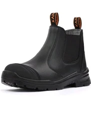 Work Boots For Men 10. Steel Toe Slip-on Waterproof Safety Boot Slip Resistant .