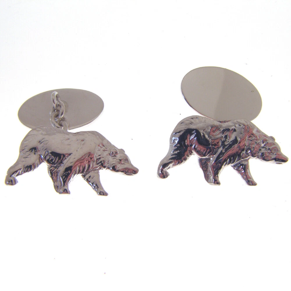 Silver bear cufflinks sale