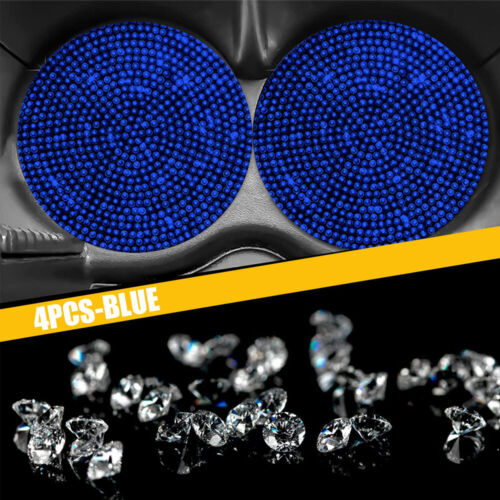 2x Bling Crystal Rhinestone Car Cup Holder Diamond Anti Slip Insert Coaster Blue - Picture 4 of 10
