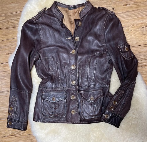 Blur italienische Lederjacke Größe 40 US 4 schokoladenbraun Motorradjacke - Bild 1 von 21