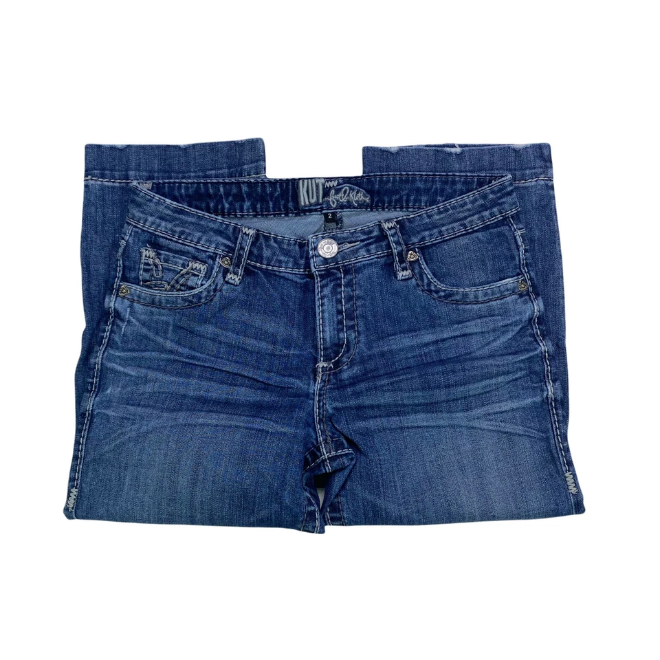 KUT from the Kloth Jeans Cropped Size 2 Low Rise Medium Wash Thick Stitch Denim - Image 4 of 4