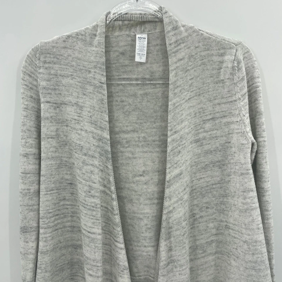 Cárdigan IVIVVA By Lululemon Tejido Suéter Niñas Talla 14 Mezcla de Algodón Frente Abierto Foto 4 de 4