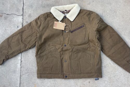 Schott Rancher Waxed Cotton Mechanics Jacket Shearling Collar Brown XL NWT