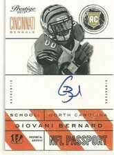 2013 Prestige NFL Passport Signatures #11 Giovani Bernard BENGALS RC