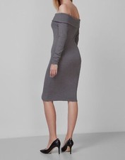 $150 Guess Women's Gray Long Sleeve Off Shoulder Sweater Dress Size S
